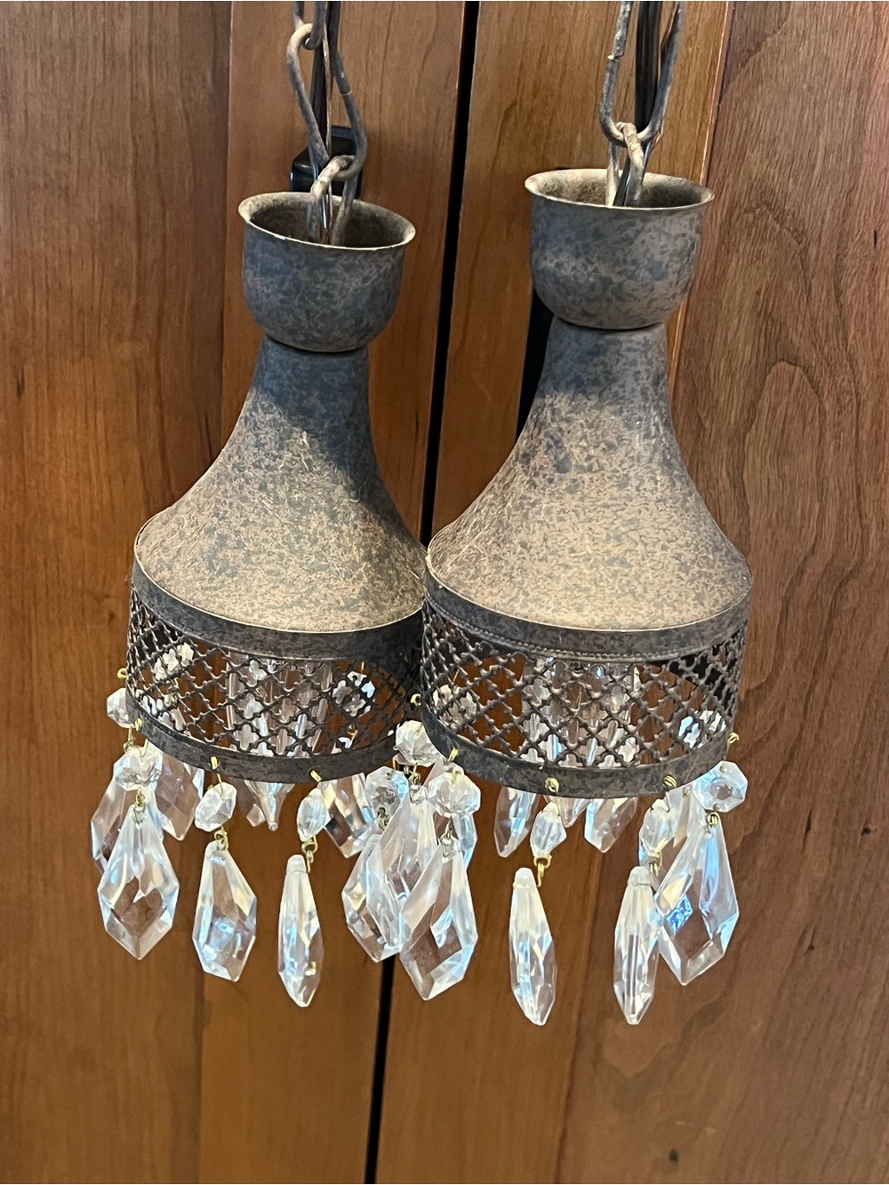 Two Arhaus Crystal Pendant Light Chandelier - Picture 2 of 7